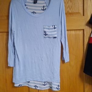 Shirt blue / white XL